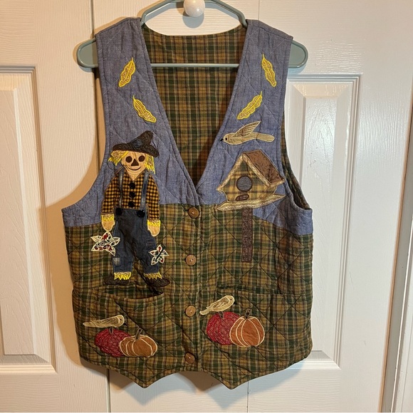 Vintage Tops Vintage Reversible Halloween Quilted Handmade Vest